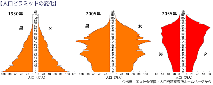 人口ピラミッドの変化