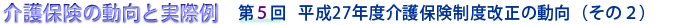 介護保険の動向と実際例　第5回　平成27年度介護保険制度改正の動向（その２）